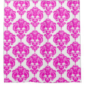 Rosa und weiße Damaske Chic Modernes, elegantes Mu Duschvorhang (Vorderseite)