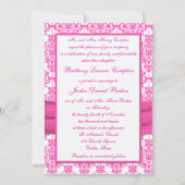 Rosa und weiße Damaske Einladung Hochzeit 12x18 (Rückseite)