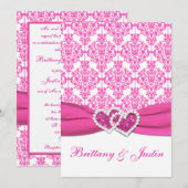 Rosa und weiße Damaske Einladung Hochzeit 12x18 (Vorne/Hinten)