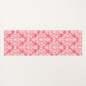 Rosa und weiße Damaske Trendy Monogram Yogamatte (Rückseite (Horizontal))