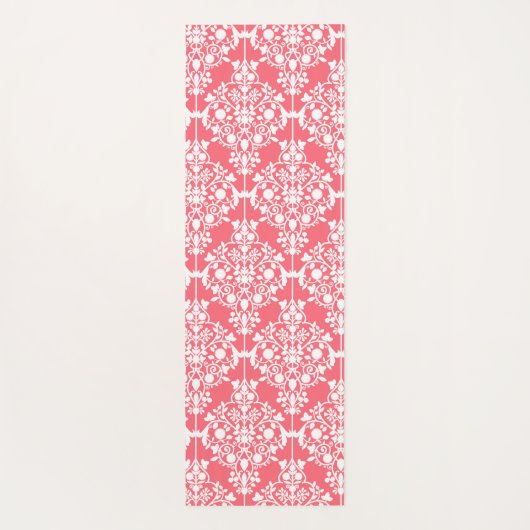Rosa und weiße Damaske Trendy Monogram Yogamatte (Rückseite)