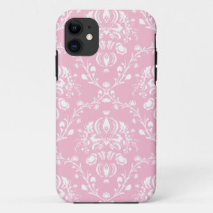 Rosa und weiße Damast Case-Mate iPhone Hülle