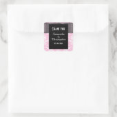 Rosa und weiße Damast danke Quadratischer Aufkleber (Tasche)
