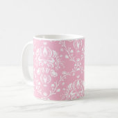 Rosa und weiße Damast Kaffeetasse (Vorderseite Links)