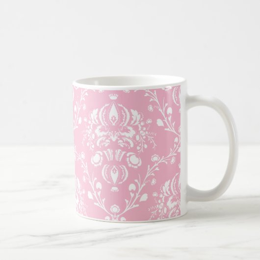 Rosa und weiße Damast Kaffeetasse (Rechts)