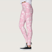 Rosa und weiße Damast Leggings (Links)