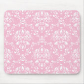 Rosa und weiße Damast Mousepad (Vorne)