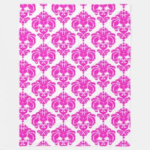 Rosa und Weiße Damast Muster Schick Elegant Trendi Fleecedecke