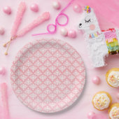 Rosa und weiße Damast Pappteller (Party)