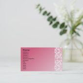 Rosa und weiße Damast Visitenkarte (Stehend Vorderseite)