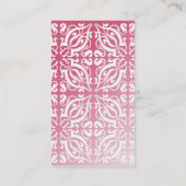 Rosa und weiße Damast Visitenkarte (Rückseite)