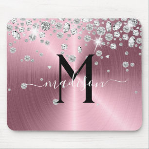 Rosa und Weiße Diamanten - Personalisiert Mousepad