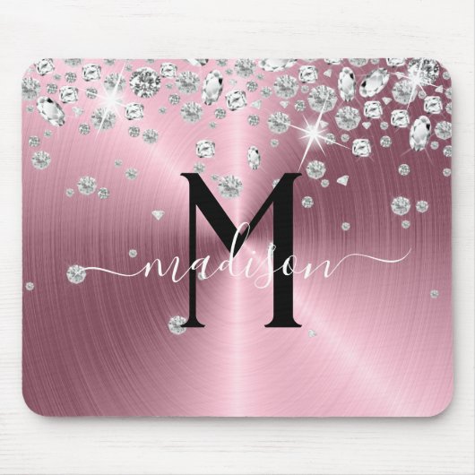 Rosa und weiße Diamanten - Personalisiert Mousepad (Vorne)