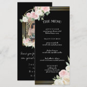 Rosa und weiße dunkle Blütenmenüs Menükarte (Vorne/Hinten)