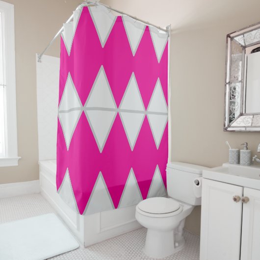 Rosa und weiße Duschvorhang (Beispiel)