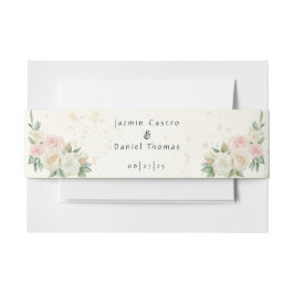 Rosa und weiße Duskyblüten Einladung Bauchband Einladungsbanderole