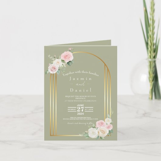 Rosa und weiße Duskyblüten Einladung zur Hochzeit (Vorderseite)