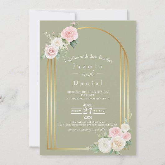 Rosa und weiße Duskyblüten Einladung zur Hochzeit (Vorderseite)