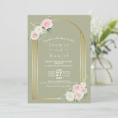 Rosa und weiße Duskyblüten Einladung zur Hochzeit (Stehend Vorderseite)