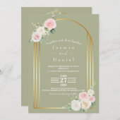 Rosa und weiße Duskyblüten Einladung zur Hochzeit (Vorne/Hinten)