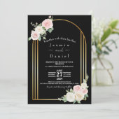 Rosa und weiße Duskyblüten Einladung zur Hochzeit (Stehend Vorderseite)