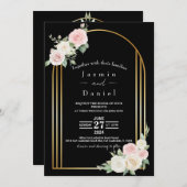 Rosa und weiße Duskyblüten Einladung zur Hochzeit (Vorne/Hinten)