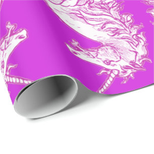 Rosa und weiße Einhornmuster Geschenkpapier