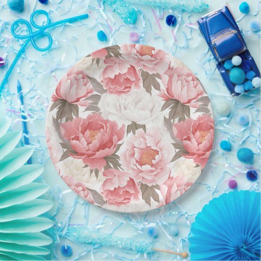 Rosa und weiße Erdnüsse Pappteller (Party)