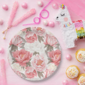 Rosa und weiße Erdnüsse Pappteller (Party)