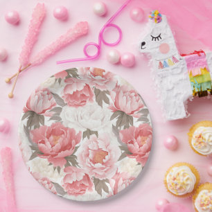 Rosa und weiße Erdnüsse Pappteller