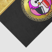 Rosa und weiße Eule halten Schulbücher zum Lesen Seidenpapier (Ausschnitt)