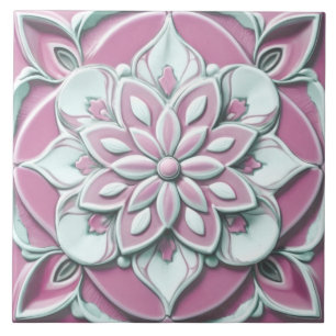 Rosa und weiße falsche Relief-Blumenblüte Fliese