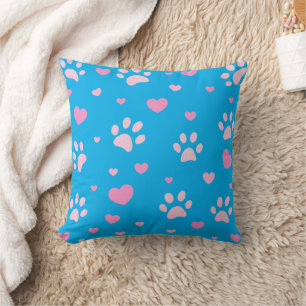 Rosa und weiße Farbe Print und Herz Blaukissen Kissen