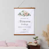 Rosa und weiße Flora, Bridal Luncheon - Empfang Wandteppich Mit Holzrahmen (Schlafzimmer)