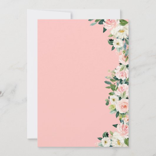 Rosa und weiße Flora Einladung (Rückseite)