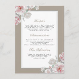Rosa und weiße Flora Hochzeitsgäste Begleitkarte