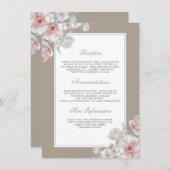 Rosa und weiße Flora Hochzeitsgäste Begleitkarte (Vorne/Hinten)
