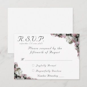 Rosa und weiße florale katholische Hochzeitskarte RSVP Karte