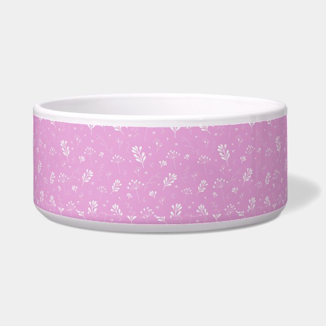 Rosa und weiße Florals Trinkwasser Napf (Vorderseite)