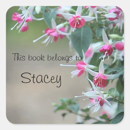 Rosa und weiße Fuchsienfarben Blume Buchzeichen Au Quadratischer Aufkleber (Vorderseite)