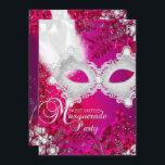 Rosa und weiße Funkelmasquerade Sweet 16 Einladung<br><div class="desc">Rosa 16 . Geburtstag Masquerade Geburtstagsfeier Einladung. Elegante,  weiße Perlenmuschel und glänzende Juwelen. Bitte beachten: Alle flachen Bilder!</div>