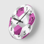 Rosa und weiße Fußball Runde Wanduhr (Winkel)