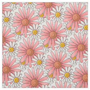Rosa und weiße Gänseblümchen-Muster Stoff