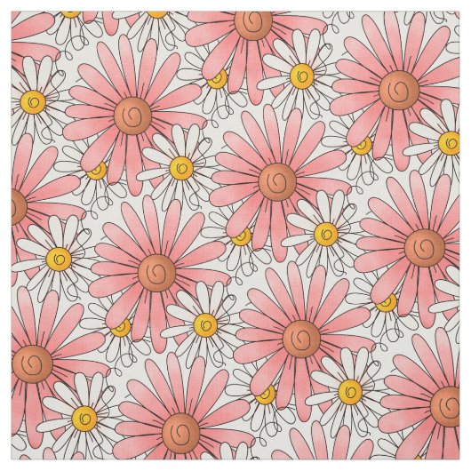 Rosa und weiße Gänseblümchen-Muster Stoff (Muster)