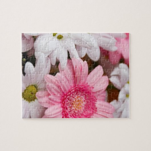 Rosa und weiße Gänseblümchen Puzzle (Horizontal)