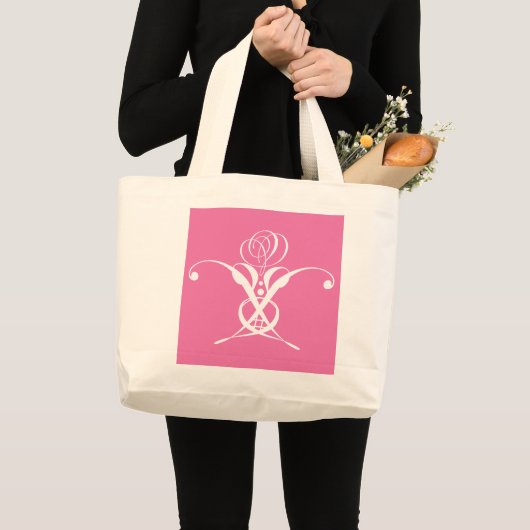 Rosa und weiße Geblüht Rose Jumbo Stoffbeutel (Vorderseite (Produkt))