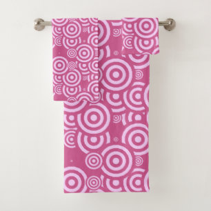 rosa und weiße geometrische badhandtuch set