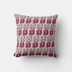 Rosa und Weiße Geometrische Pop Cubes Kissen