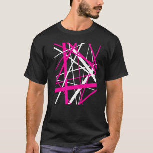 Rosa und weiße geometrische Streifen schneiden Pat T-Shirt
