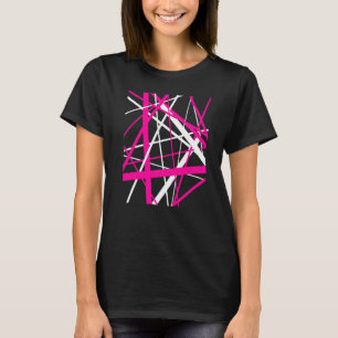 Rosa und weiße geometrische Streifen schneiden Pat T-Shirt